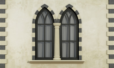 Gothic facade with windows