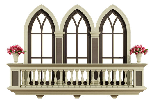 Classic Balcony With Triple Lancet Window