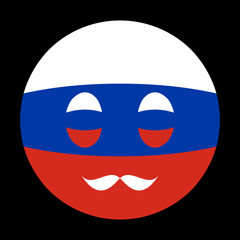 Icon in colors of Russian flag with mustaches in globe form