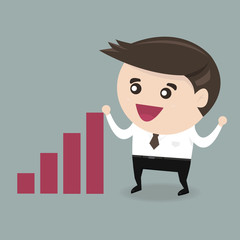 Businessman hold bar chart