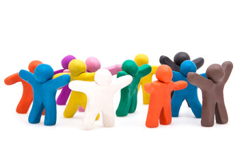 Crowd group of colourful plasticine
