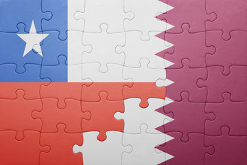 puzzle with the national flag of chile and qatar