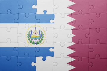 puzzle with the national flag of el salvador and qatar