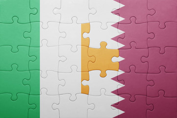 puzzle with the national flag of ireland and qatar