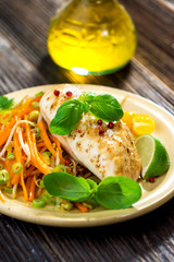 Roasted chicken breast with vegetable, basil and lime
