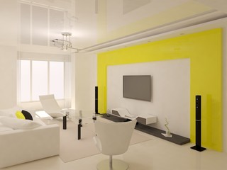 Design living room in the style of hi-tech.