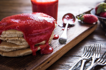 Crepes with homemade strawberry mousse