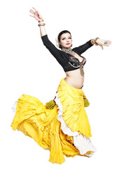 Beautiful exotic belly tribal dancer woman