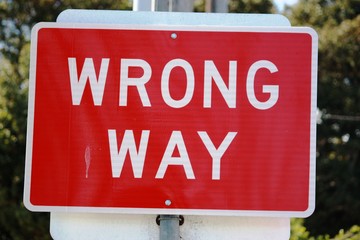 WRONG WAY Sign