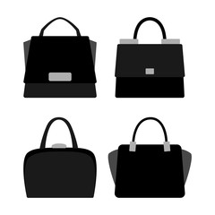Set of four trendy women's bags. Vector illustration