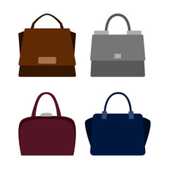 Set of four trendy women's bags. Vector illustration