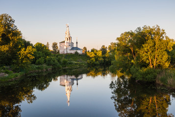 Cosmas and Damian Church (Kozmodemyansk church) on Yarunovo mountain - Orthodox church in Suzdal, on the left bank of the Kamenka River, Russia. Gold ring of Russia.
