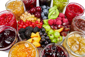 Mix of jams and fruits