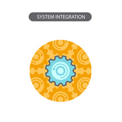 Line icon with flat design elements of business concepts, system integration. Modern vector pictogram