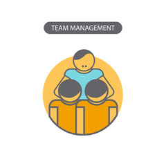 Line icon with flat design elements of business concepts, team management. Modern vector pictogram