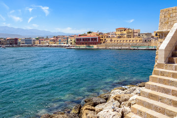 Horbour of Chania town on Crete island, Greece