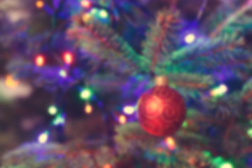 Obraz na płótnie Canvas Blurred photo of christmas tree, detail