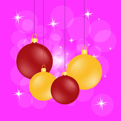 Christmas balls on a pink background