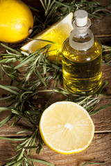 Lemon essential oil and rosemary