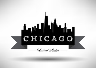 Vector Chicago Skyline Design with Typography