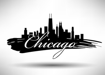 Fototapeta premium Vector Chicago Skyline Design with Typography