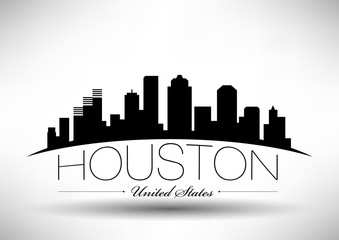 Vector Houston Skyline Design with Typography
