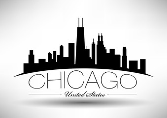 Vector Chicago Skyline Design with Typography - obrazy, fototapety, plakaty