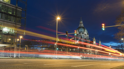 Fototapeta na wymiar Evening view of Hannover, the capital of the federal state of Lower Saxony in Germany.