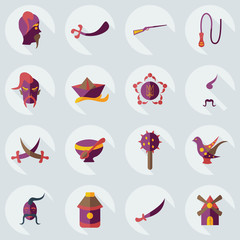 Flat concept set modern design with shadow Cossack