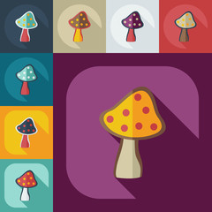 Flat modern design with shadow icons mushroom