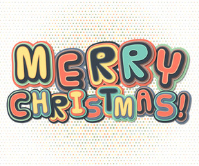 Poster with lettering greetings merry Christmas, happy new year