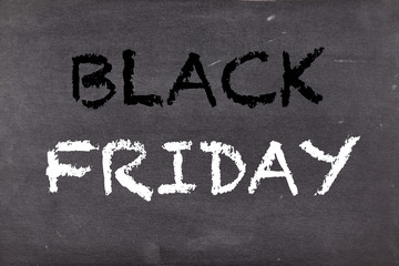 Black friday, concept on school blackboard or chalkboard