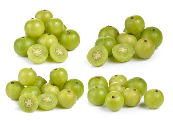 Indian gooseberries on white background