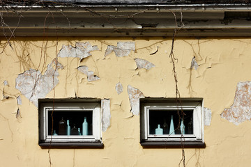 Windows of old ramshacke building