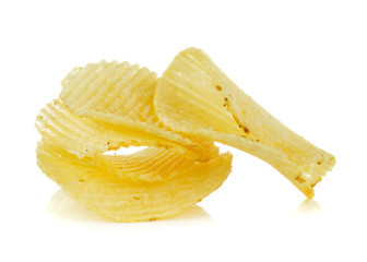 potato chips on white background