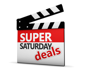 Naklejka premium Super Saturday Deals Clapper Board