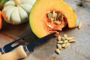 fresh pumpkin with seeds