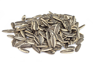 sunflower seeds isolated on white background.