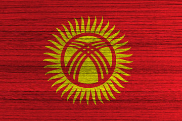 Kyrgyzstan Flag painted on wood background