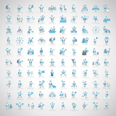 Santa Claus Icons And Christmas Elements Set - Vector Illustration, Graphic Design. For Web, Websites, Print, Presentation Templates, Mobile Applications And Promotional Materials