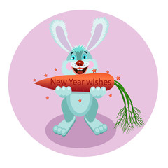 New Year wishes/  Wish come true in the new year, rabbit carrot wanted and got a huge carrot!