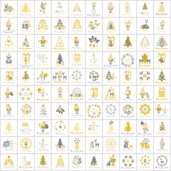 Christmas Icons And Elements Set - Vector Illustration, Graphic Design. Collection Of Xmas Icons
