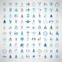 Santa Claus Icons And Christmas Elements Set