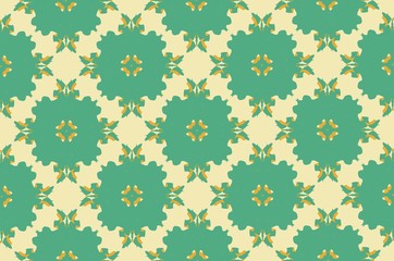 Орнамент с узорами зелёного,горчичного и пастельного цветов. 7
