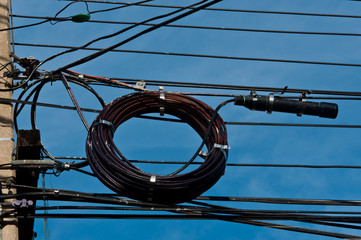 Electricity wire on pole.