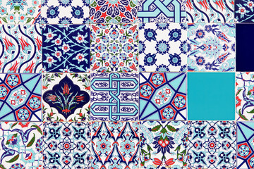 ISTANBUL, TURKEY - 29 APRIL, 2015: Mosaic tiles texture on a street wall
