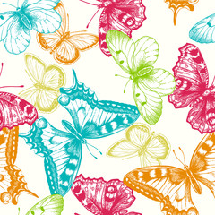 Seamless pattern with butterflies.