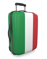 Italy vacation destination concept of a flag painted travel suitcase