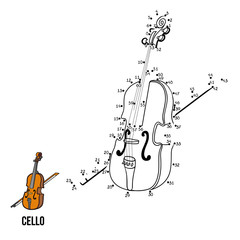 Numbers game for children: musical instruments (cello) © ksenyasavva