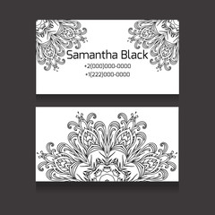 Double-sided black and white business card 